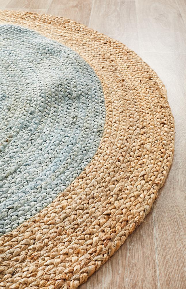 Serena Blue Jute Round Rug