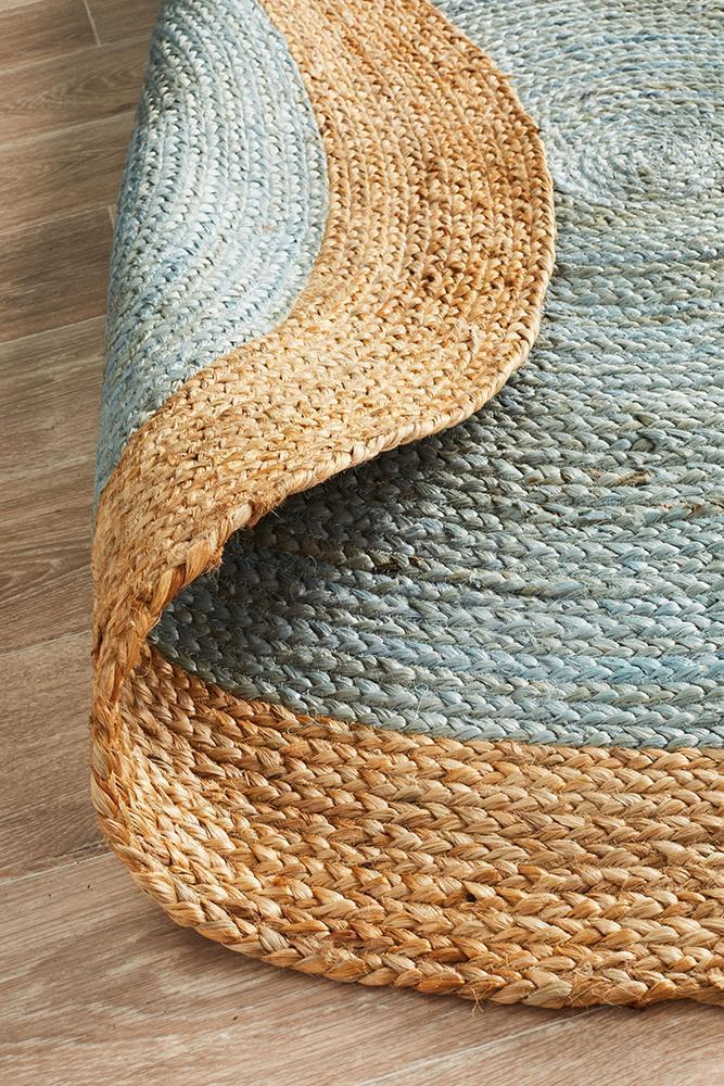 Serena Blue Jute Round Rug
