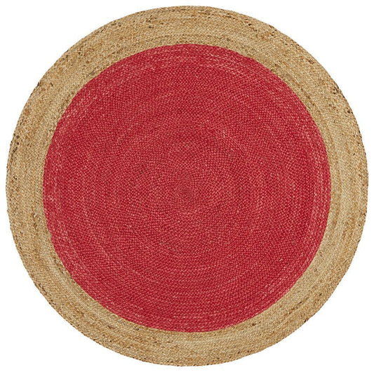 Serena Red Cherry Jute Round Rug