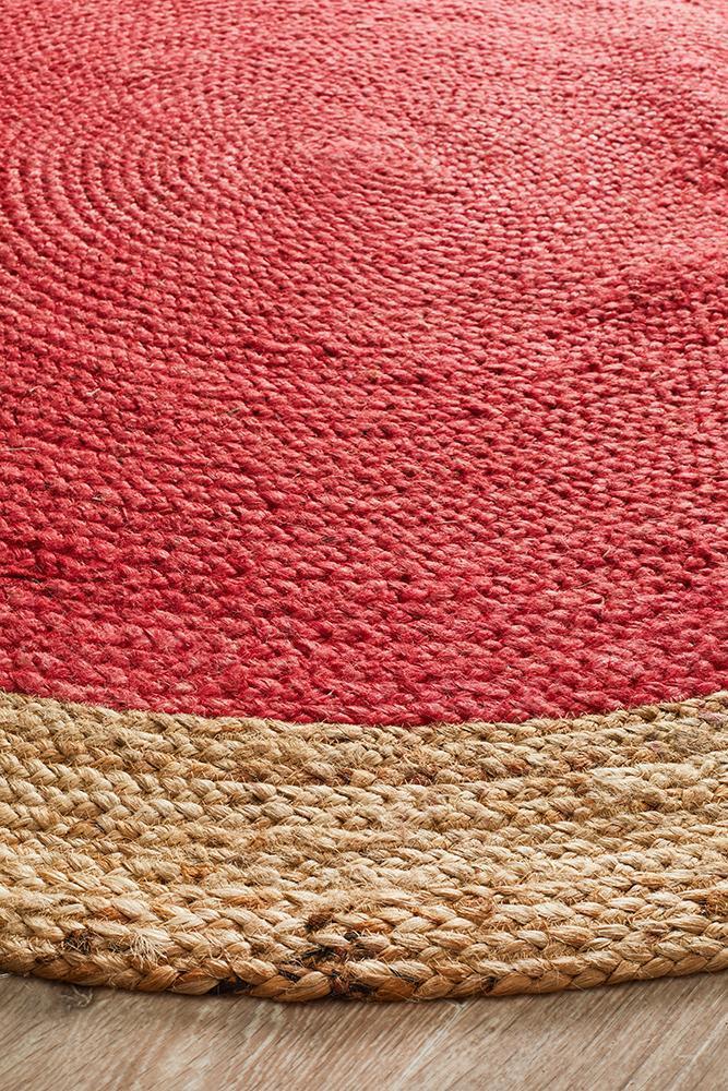 Serena Red Cherry Jute Round Rug