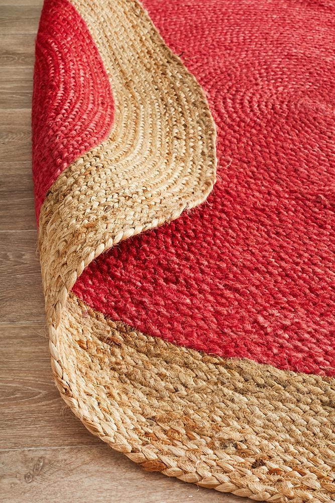 Serena Red Cherry Jute Round Rug