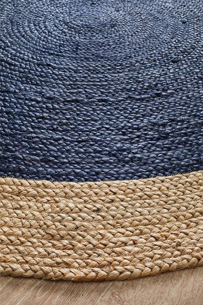 Serena Navy Jute Round Rug