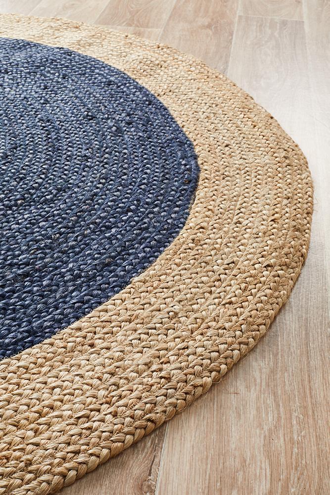 Serena Navy Jute Round Rug