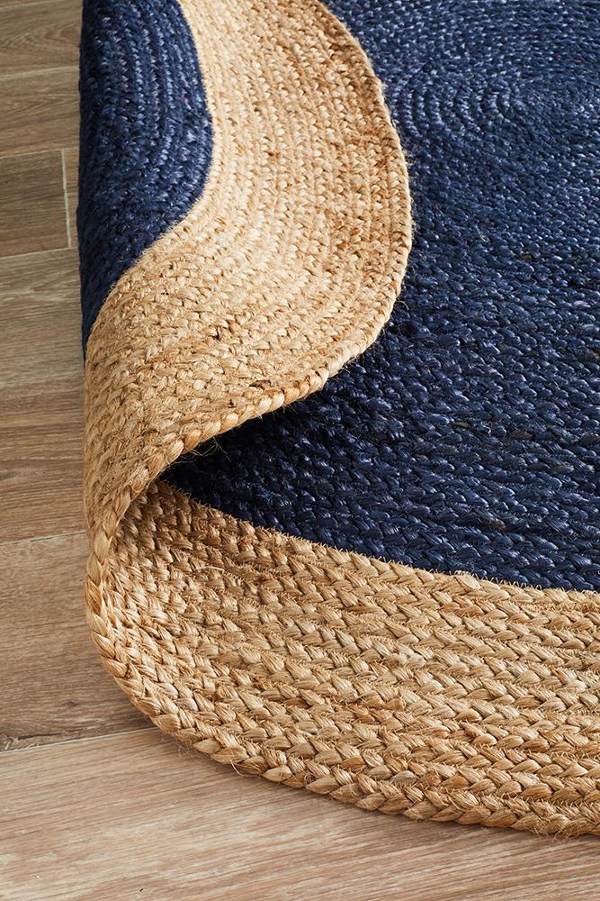 Serena Navy Jute Round Rug