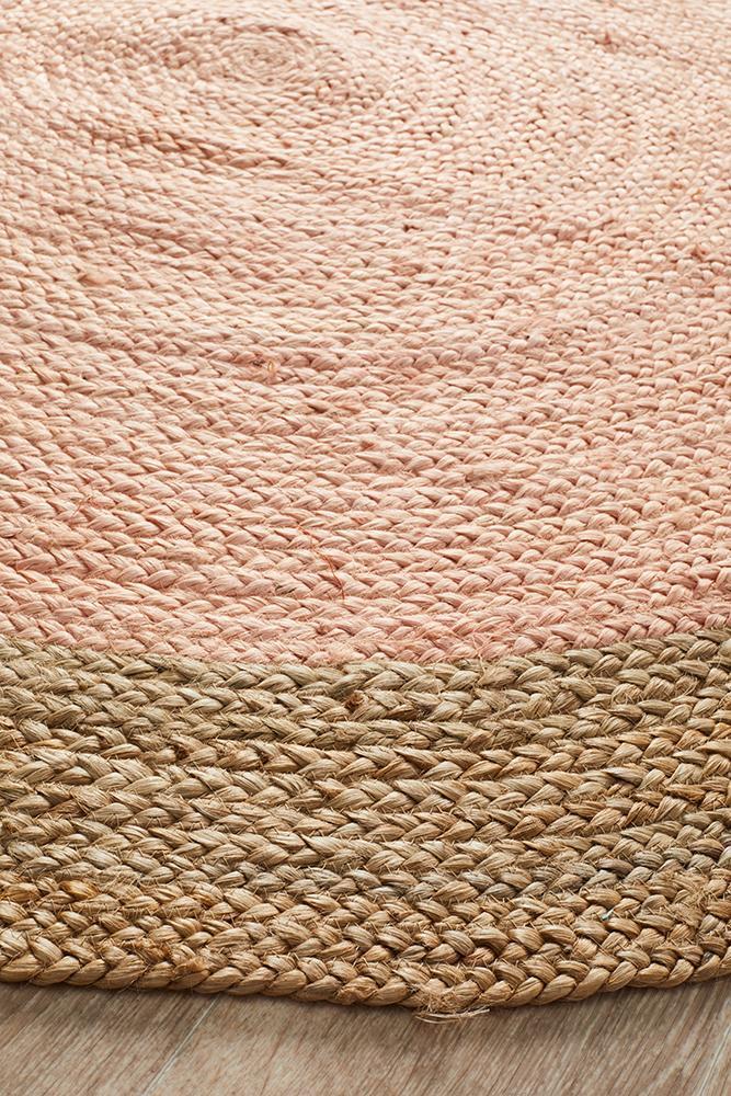 Serena Pink Jute Round Rug
