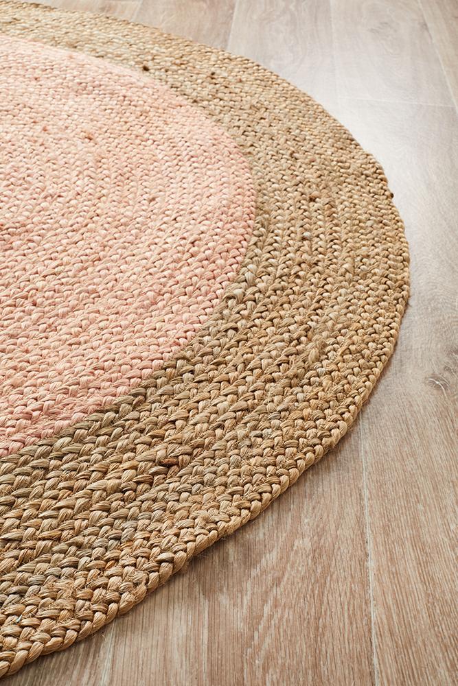 Serena Pink Jute Round Rug