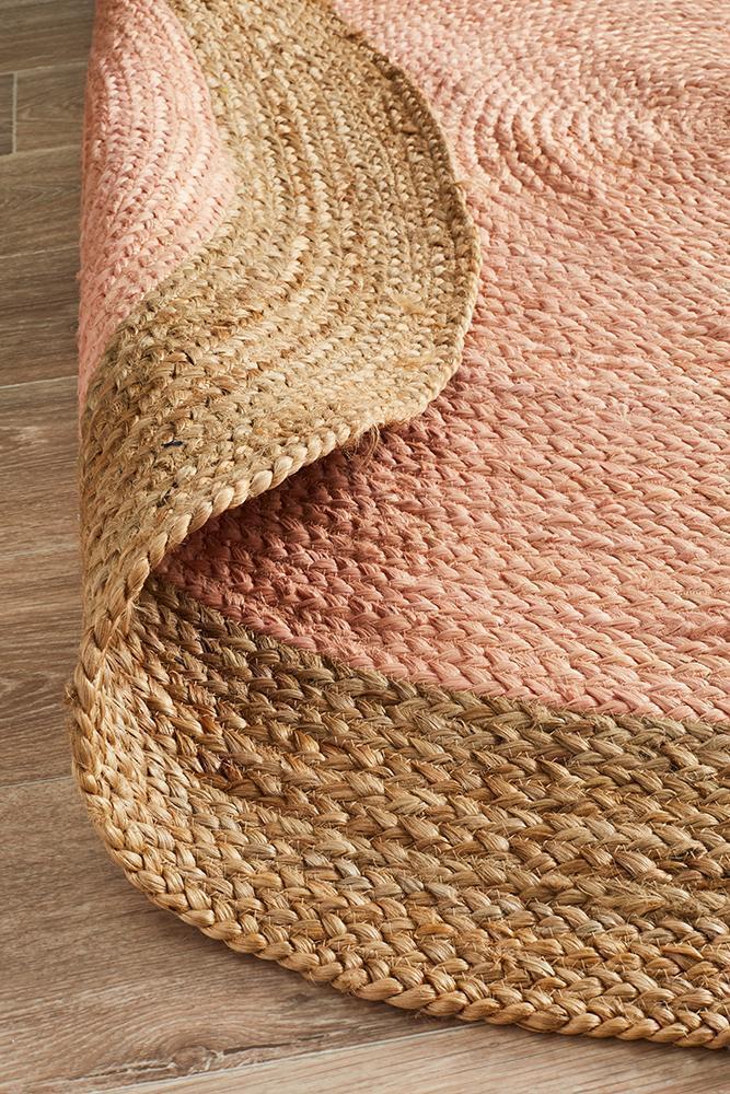 Serena Pink Jute Round Rug