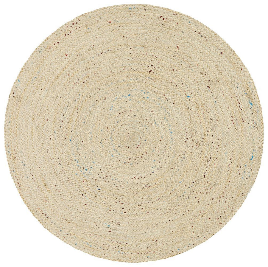 Mia Bleached Jute & Sari Silk Round Rug