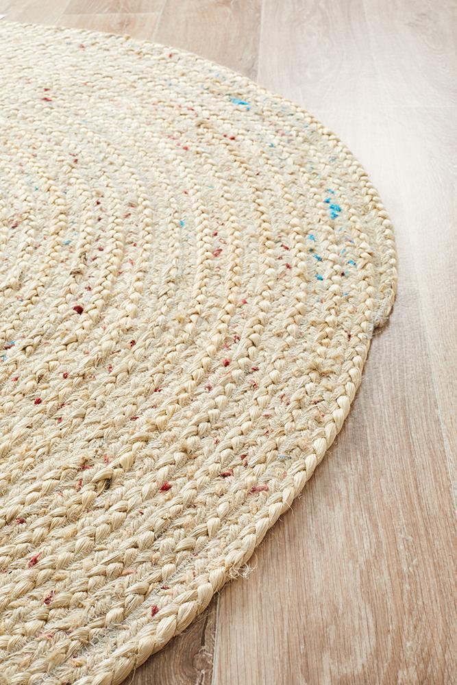 Mia Bleached Jute & Sari Silk Round Rug