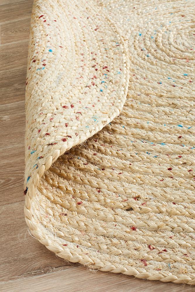 Mia Bleached Jute & Sari Silk Round Rug