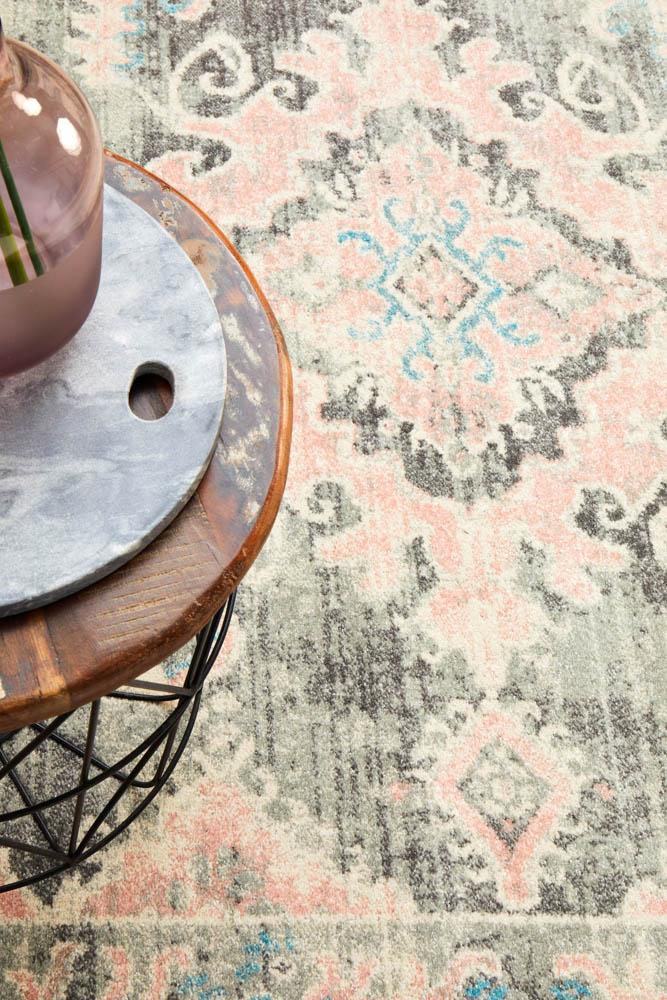 April Vintage Pink & Grey Rug