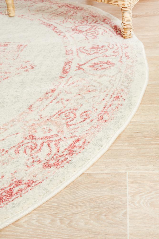 Aria Vintage Pink & Ivory Round Rug
