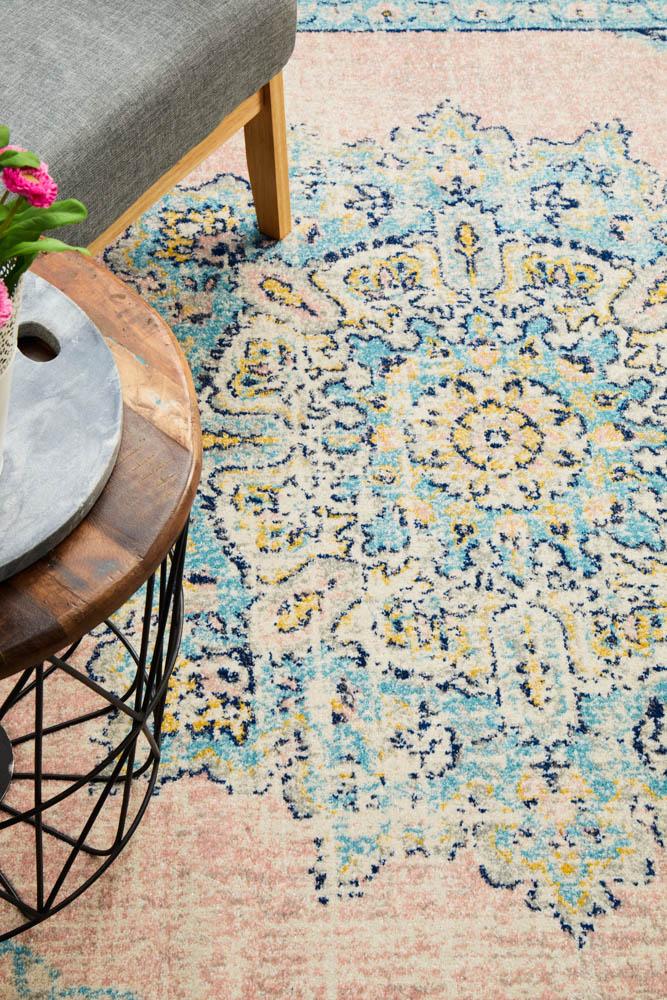 Isla Bohemian Pink & Blue Rug