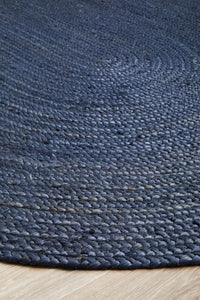 Thumbnail for Kai Navy Jute Oval Rug