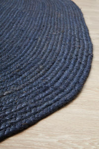 Thumbnail for Kai Navy Jute Oval Rug