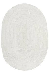 Thumbnail for Kai White Oval Jute Rug