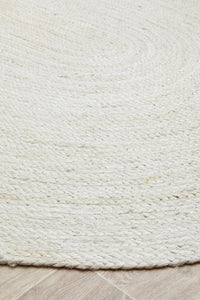 Thumbnail for Kai White Oval Jute Rug