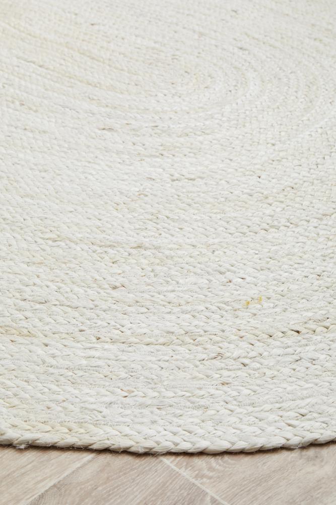 Kai White Oval Jute Rug