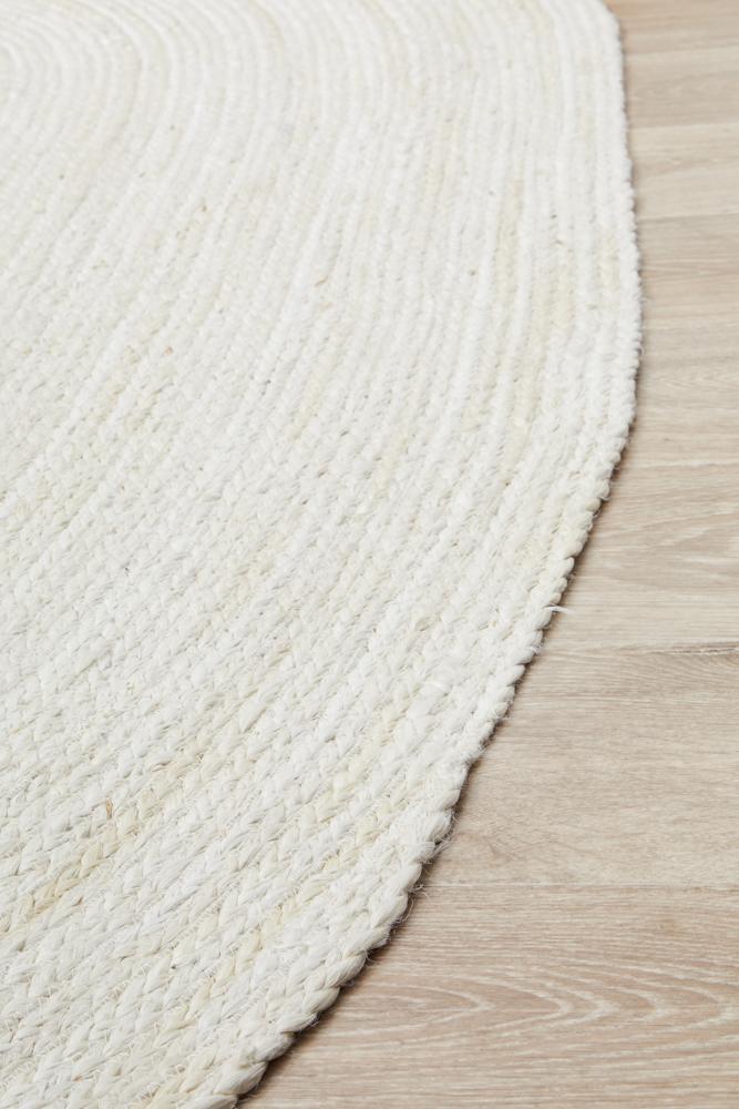 Kai White Oval Jute Rug