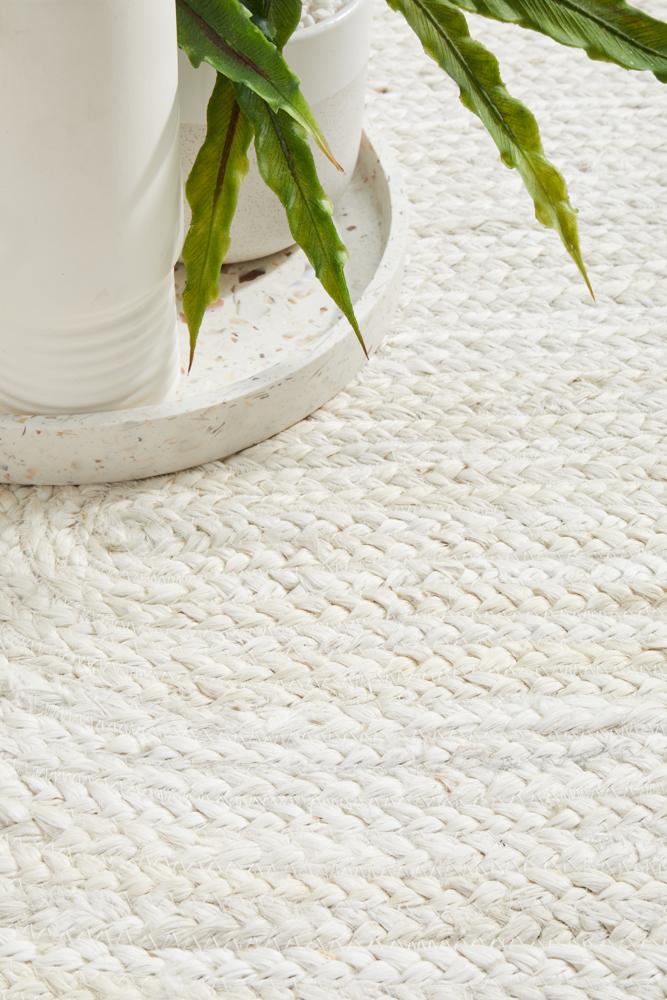 Kai White Oval Jute Rug