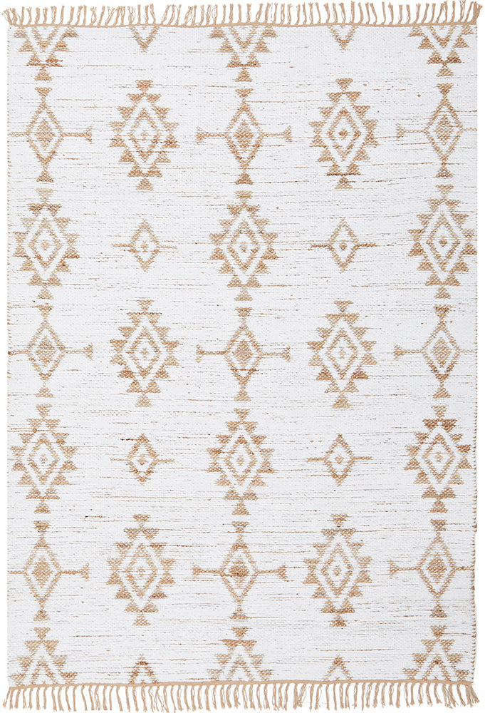 Quinton Bodhi Natural & White Jute Bohemian Tribal Pattern Rug