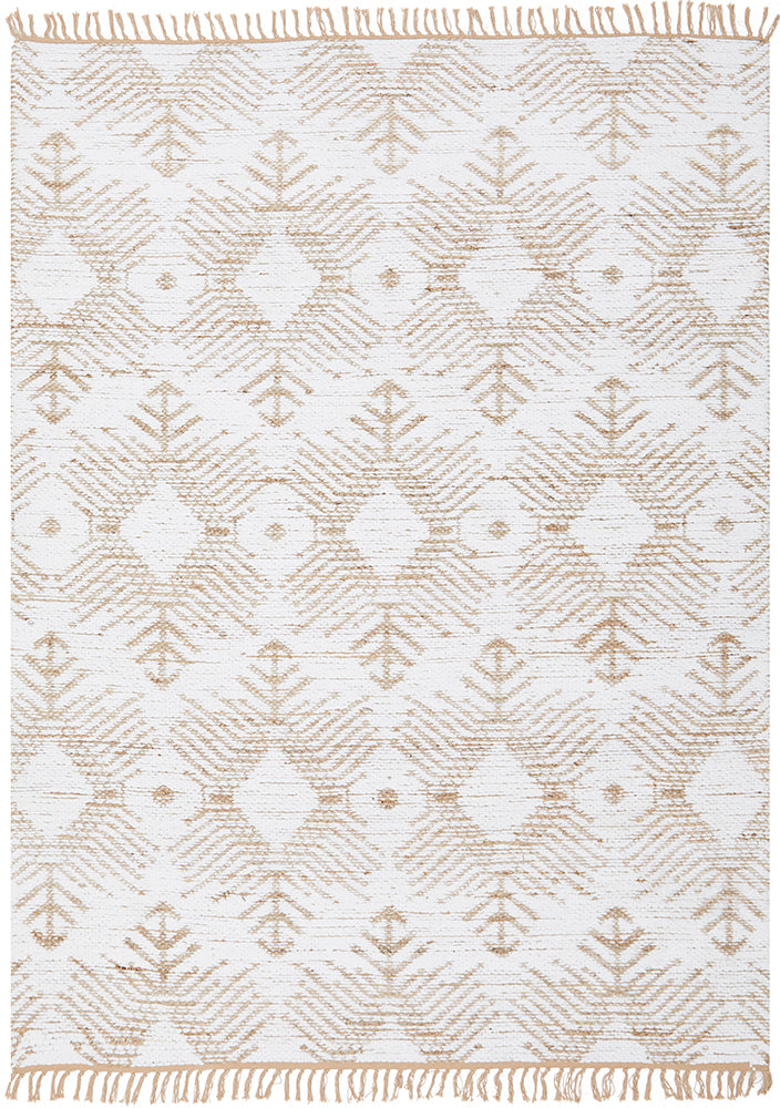 Rosa Bodhi Natural & White Jute Bohemian Tribal Pattern Rug