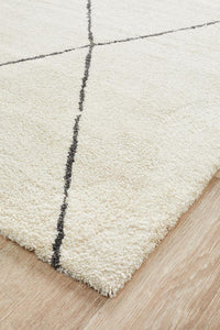 Thumbnail for Elle Modern Diamond Print Ivory Power Loomed Rug