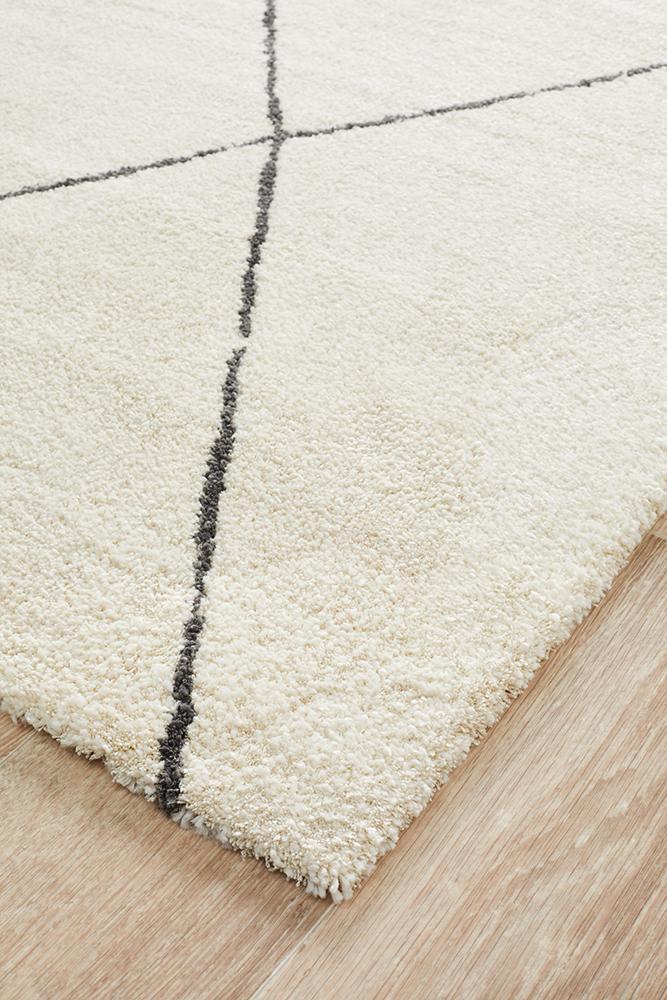 Elle Modern Diamond Print Ivory Power Loomed Rug