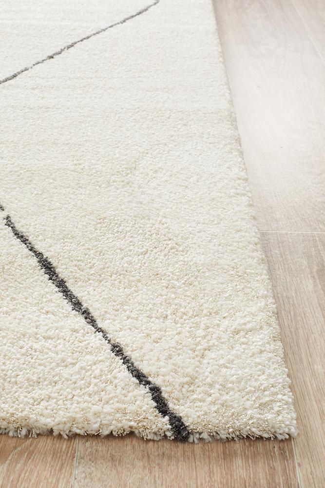Elle Modern Diamond Print Ivory Power Loomed Rug