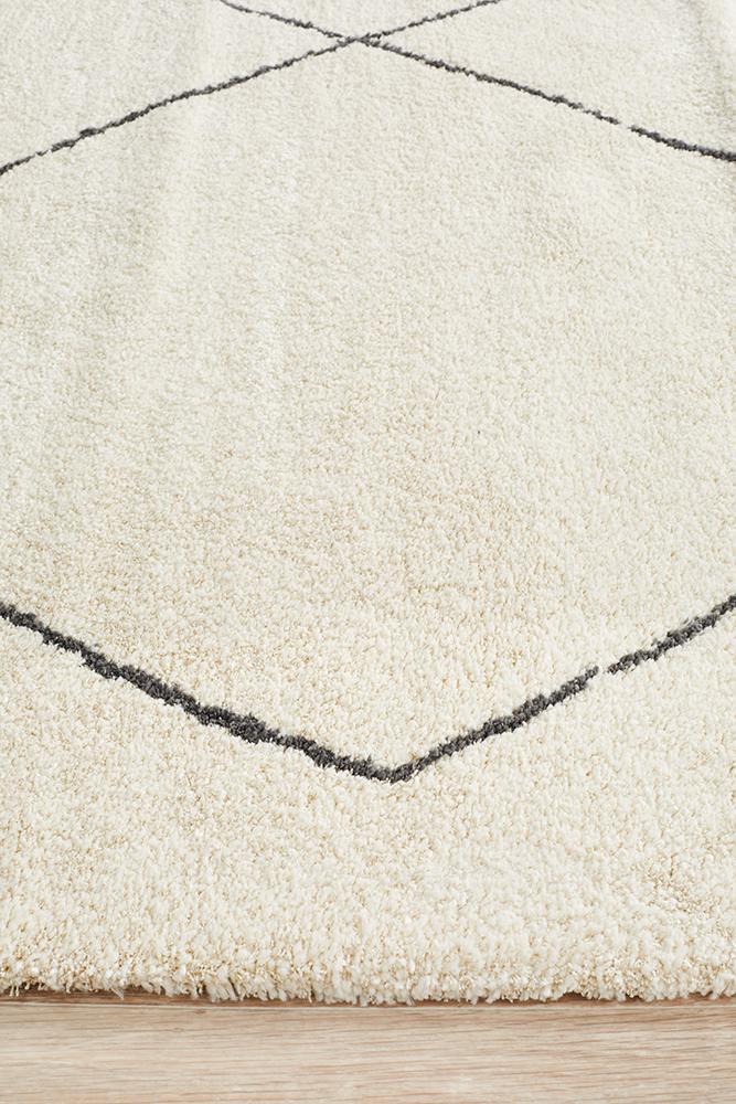 Elle Modern Diamond Print Ivory Power Loomed Rug