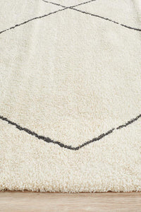 Thumbnail for Elle Modern Diamond Print Ivory Power Loomed Rug