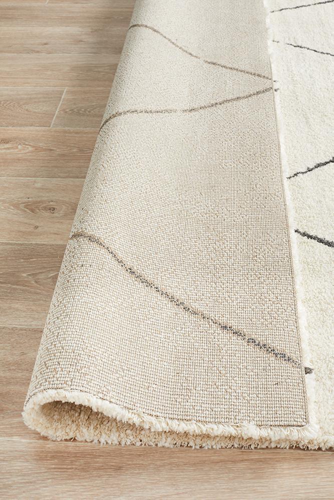 Elle Modern Diamond Print Ivory Power Loomed Rug