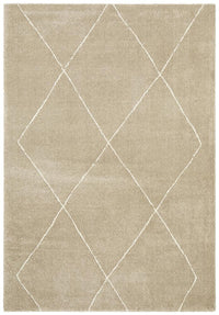 Thumbnail for Elle Modern Diamond Print Beige Power Loomed Rug