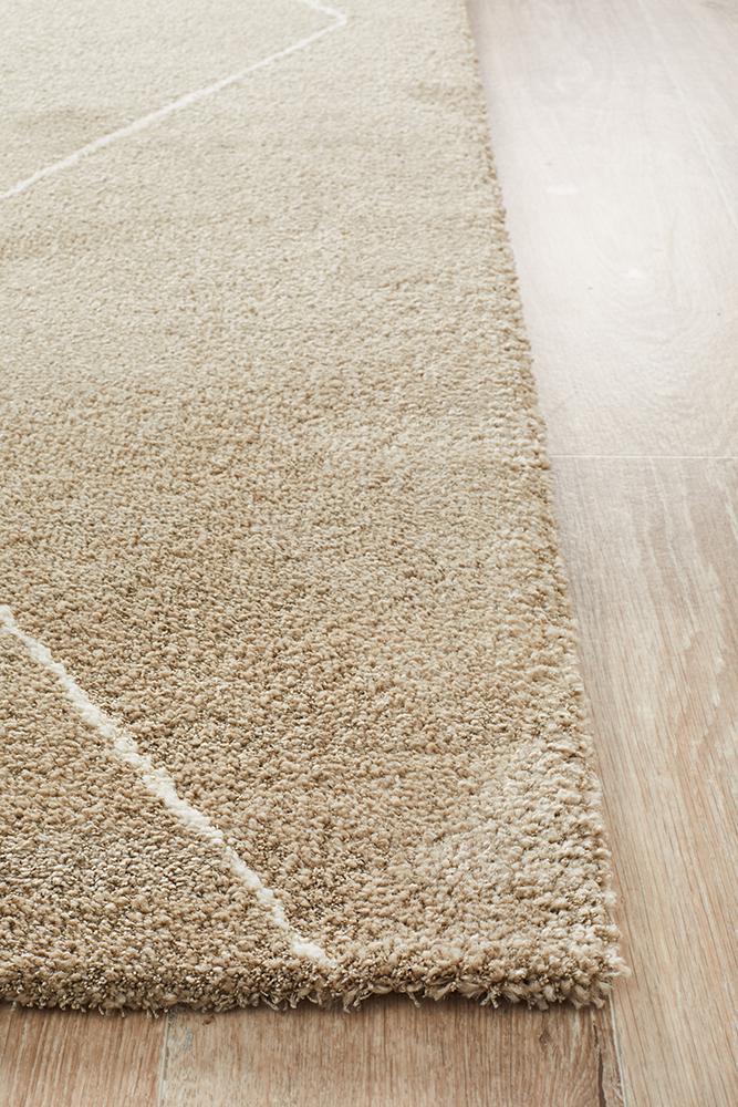 Elle Modern Diamond Print Beige Power Loomed Rug