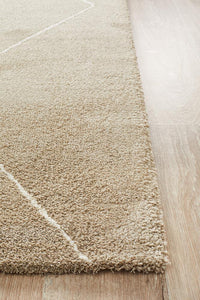 Thumbnail for Elle Modern Diamond Print Beige Power Loomed Rug