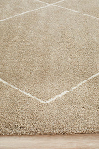 Thumbnail for Elle Modern Diamond Print Beige Power Loomed Rug