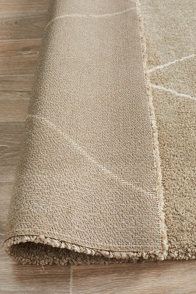 Elle Modern Diamond Print Beige Power Loomed Rug