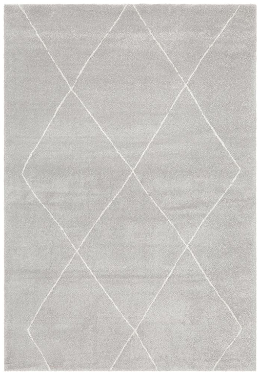 Elle Modern Diamond Print Grey Power Loomed Rug
