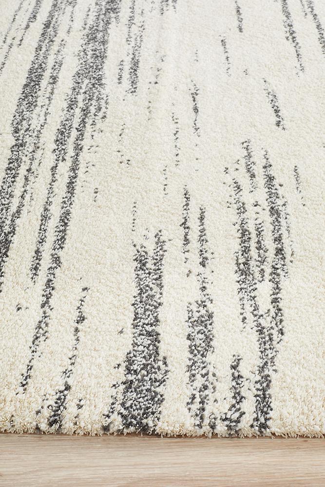 Abby Abstract Ivory & Dark Grey Power Loomed Rug