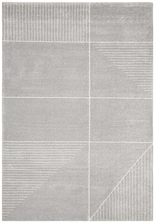 Archer Geometric Grey Power Loomed Rug