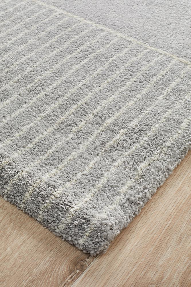 Archer Geometric Grey Power Loomed Rug