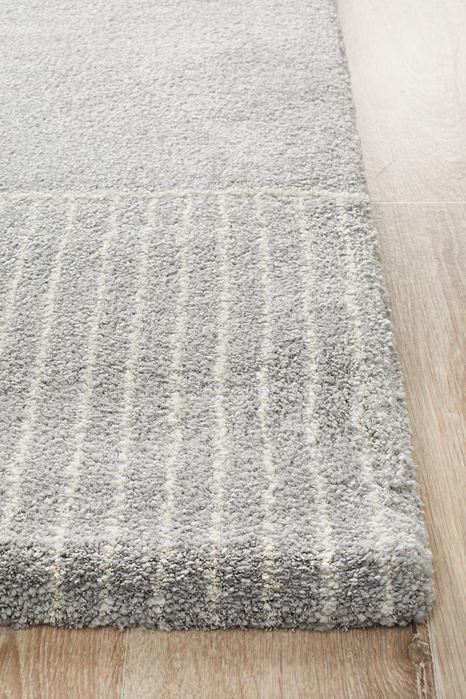 Archer Geometric Grey Power Loomed Rug