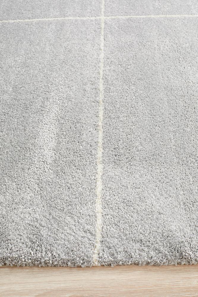 Archer Geometric Grey Power Loomed Rug