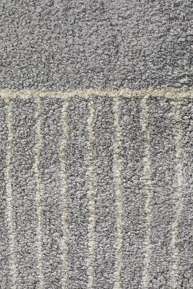 Archer Geometric Grey Power Loomed Rug