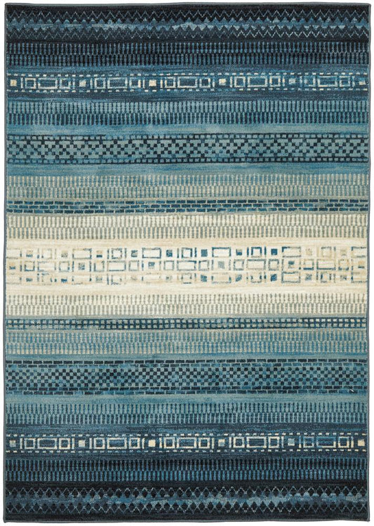 Layla Contemporary Blue Patterned Rug