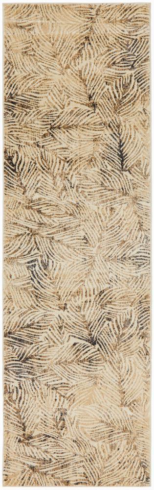 River Contemporary Natural Leaf Pattern Multi-Colour Rug