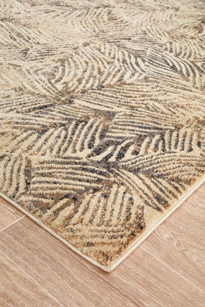 River Contemporary Natural Leaf Pattern Multi-Colour Rug