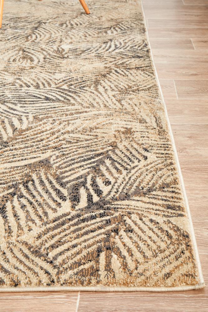 River Contemporary Natural Leaf Pattern Multi-Colour Rug
