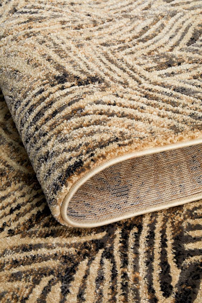 River Contemporary Natural Leaf Pattern Multi-Colour Rug