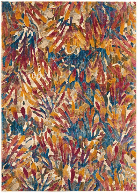 River Contemporary Tropical Multi-Colour Rug